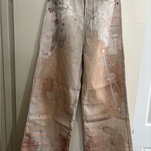 Artistic Wide-Leg Jeans with Details
